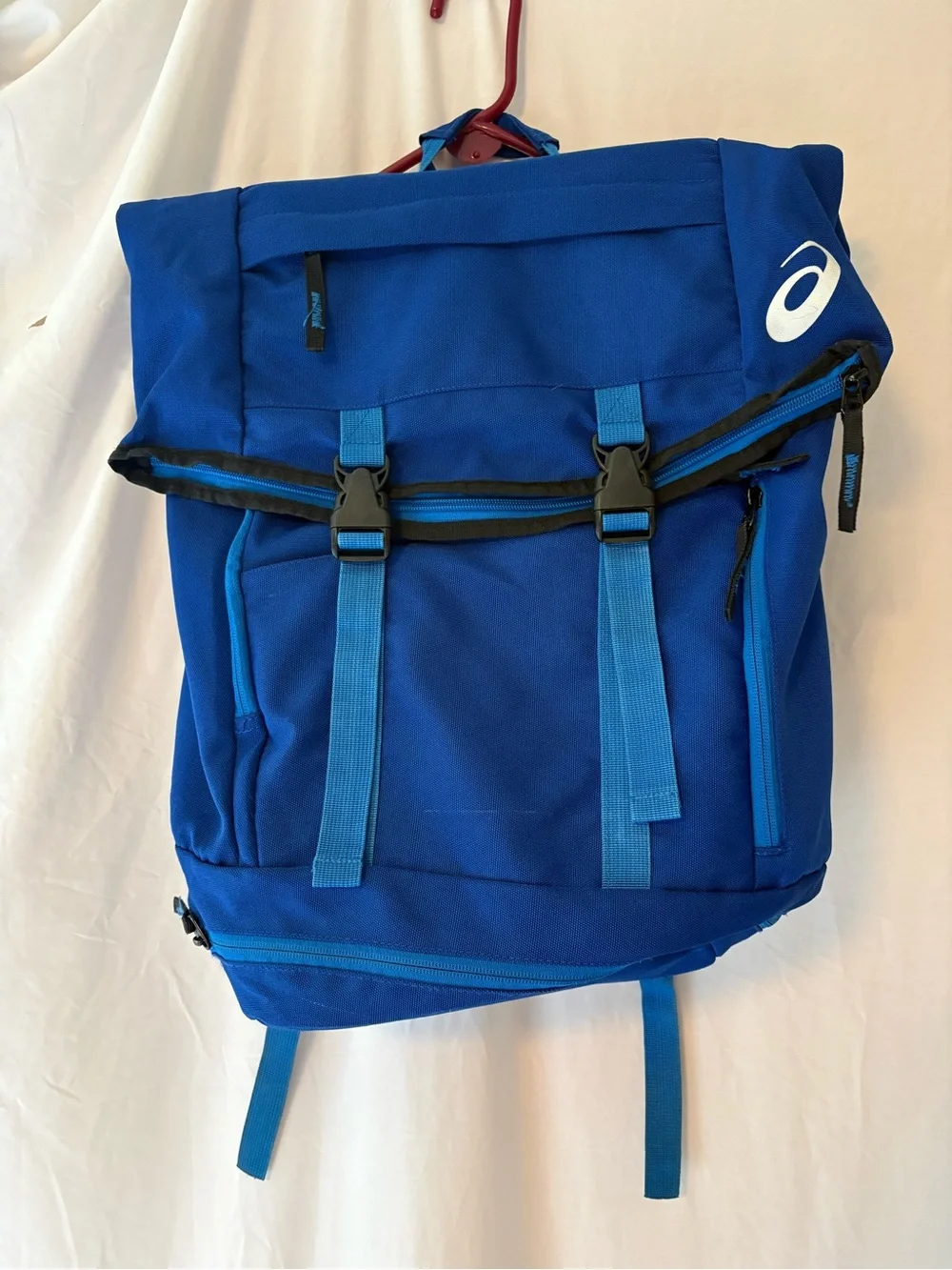 Asics Royal Blue Roll-Top Backpack with Light Blue Accents